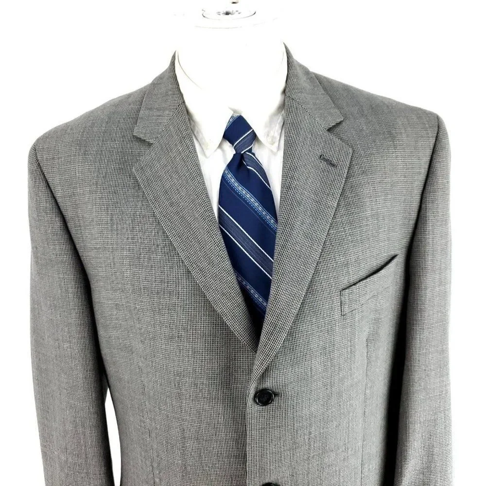 Calvin Klein Heavy‎ Wool 3 Button Sport Coat 40R Gray Check Blazer